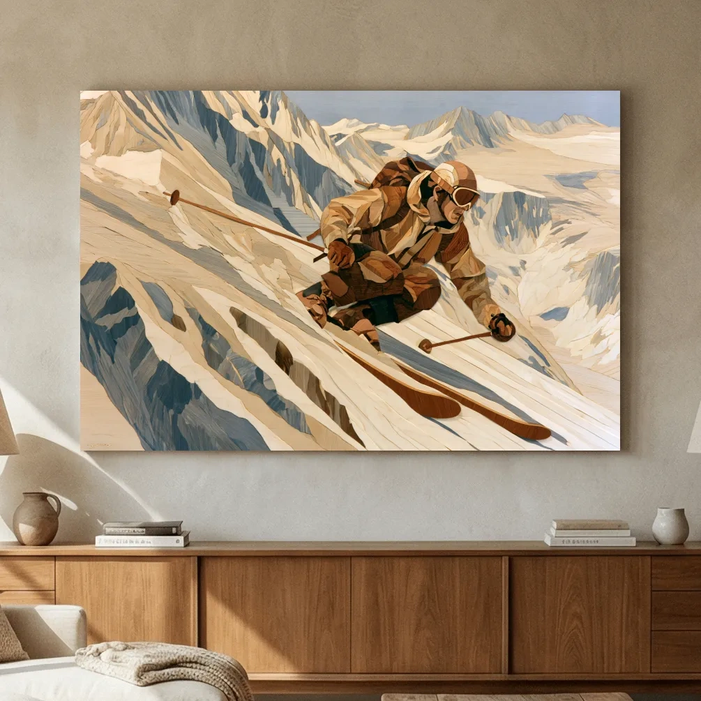 Dynamic Backcountry Skier Alpine Descent - Adventure Winter Sports Wall Art