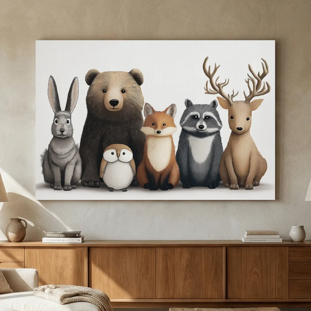 Cute Woodland Animal Art Illustration - Nursery Wildlife Wall Art - Childrens Room Decor