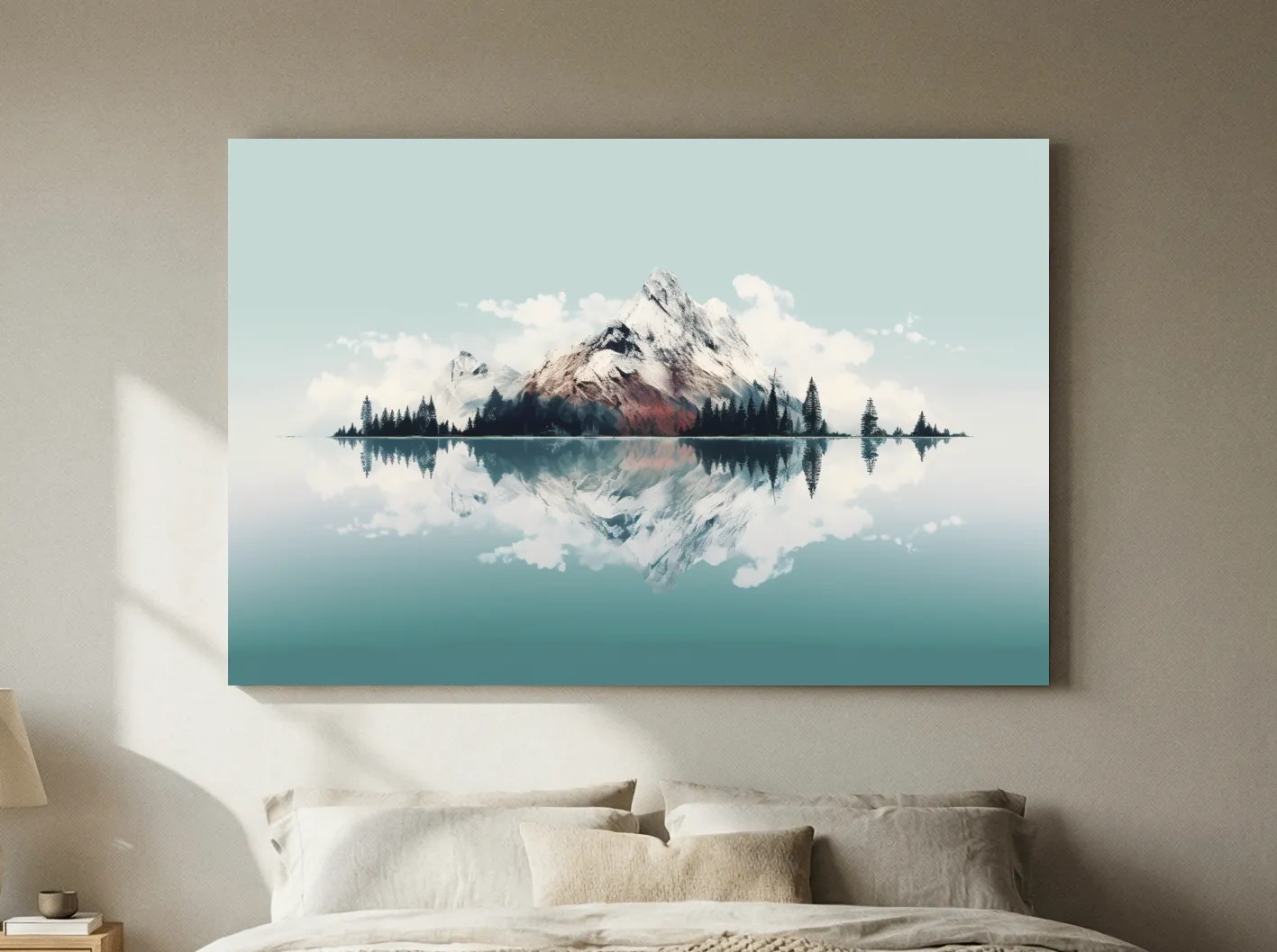 Minimalist Snowcapped Mountain Lake Reflection - Alpine Glacier Wall Art