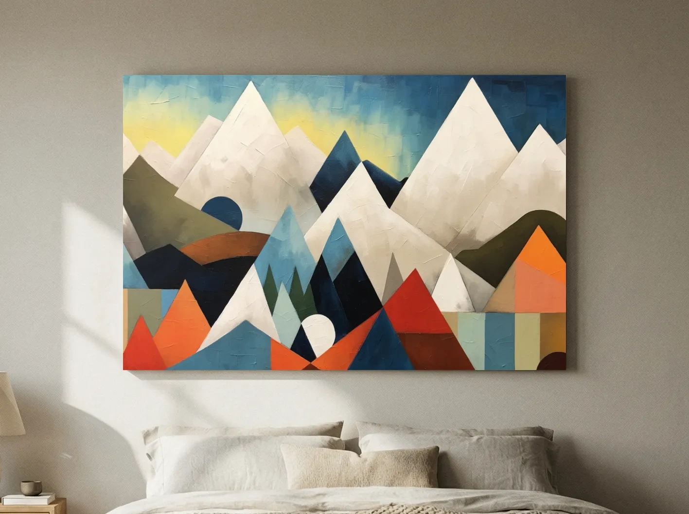 Abstract Suprematism Mountain Peaks Painting - Colorful Modern Wall Art