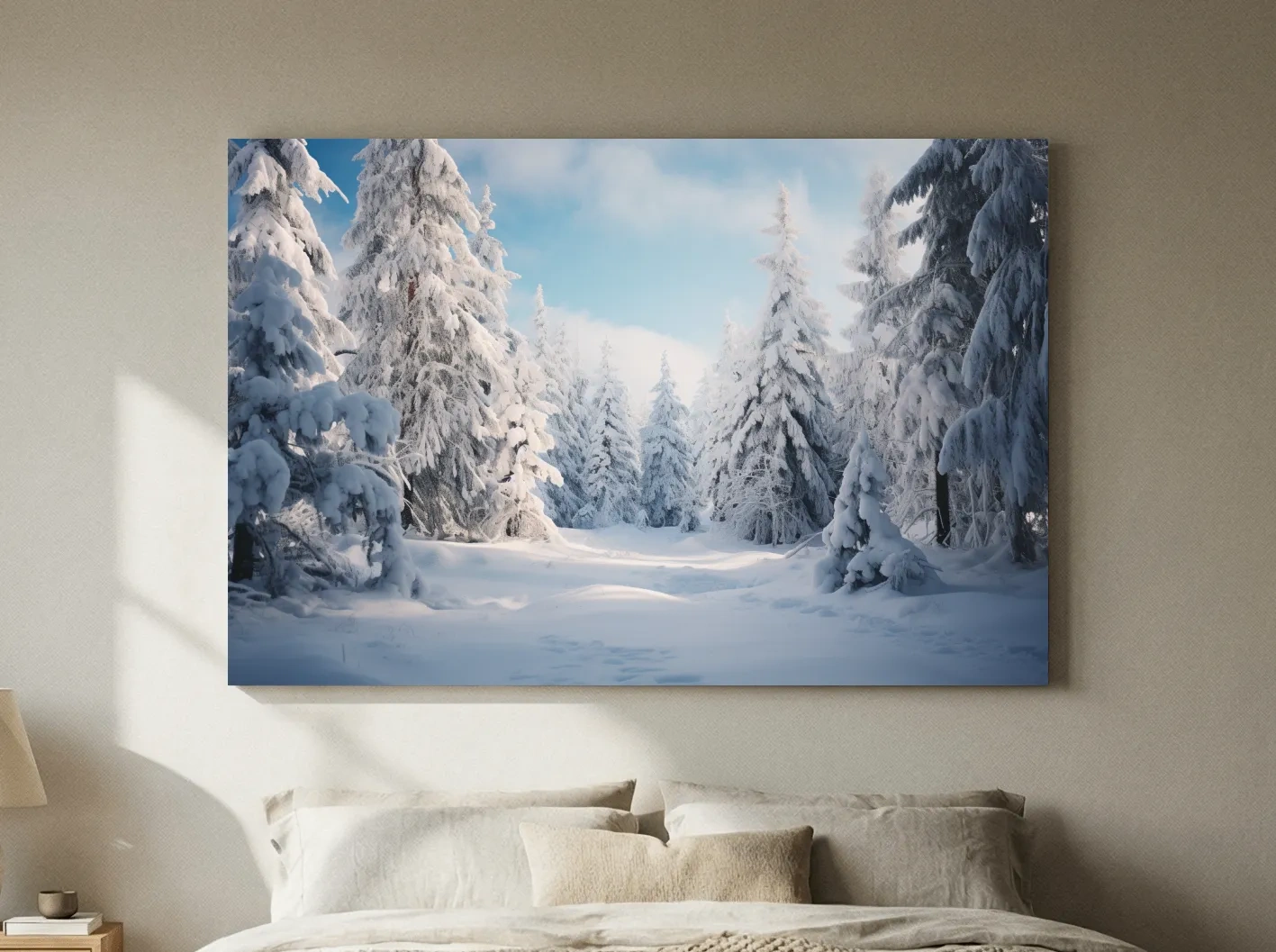 Serene Snowy Pine Forest Photography - Winter Wonderland Nature Wall Art