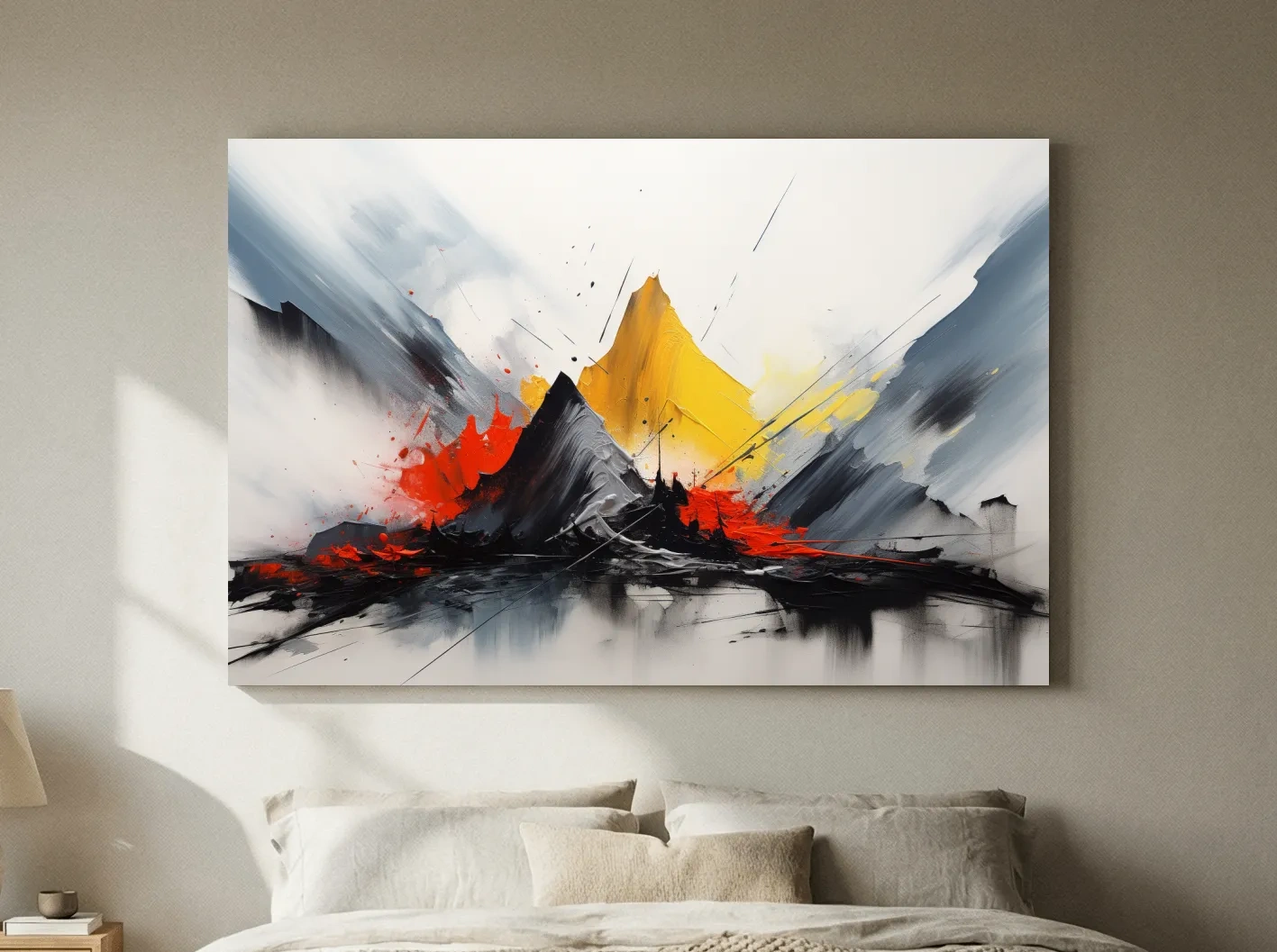 Abstract Mountain Peaks Painting - Modern Impasto Style Wall Art