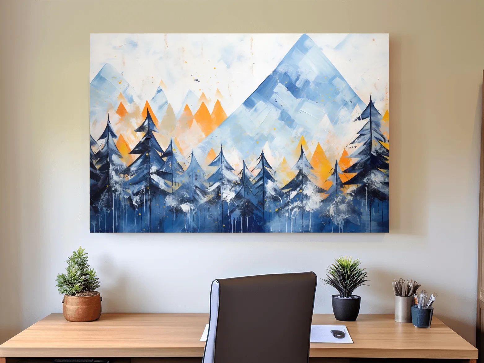 Abstract Alpine Mountain Peaks - Watercolor Forest Wall Art