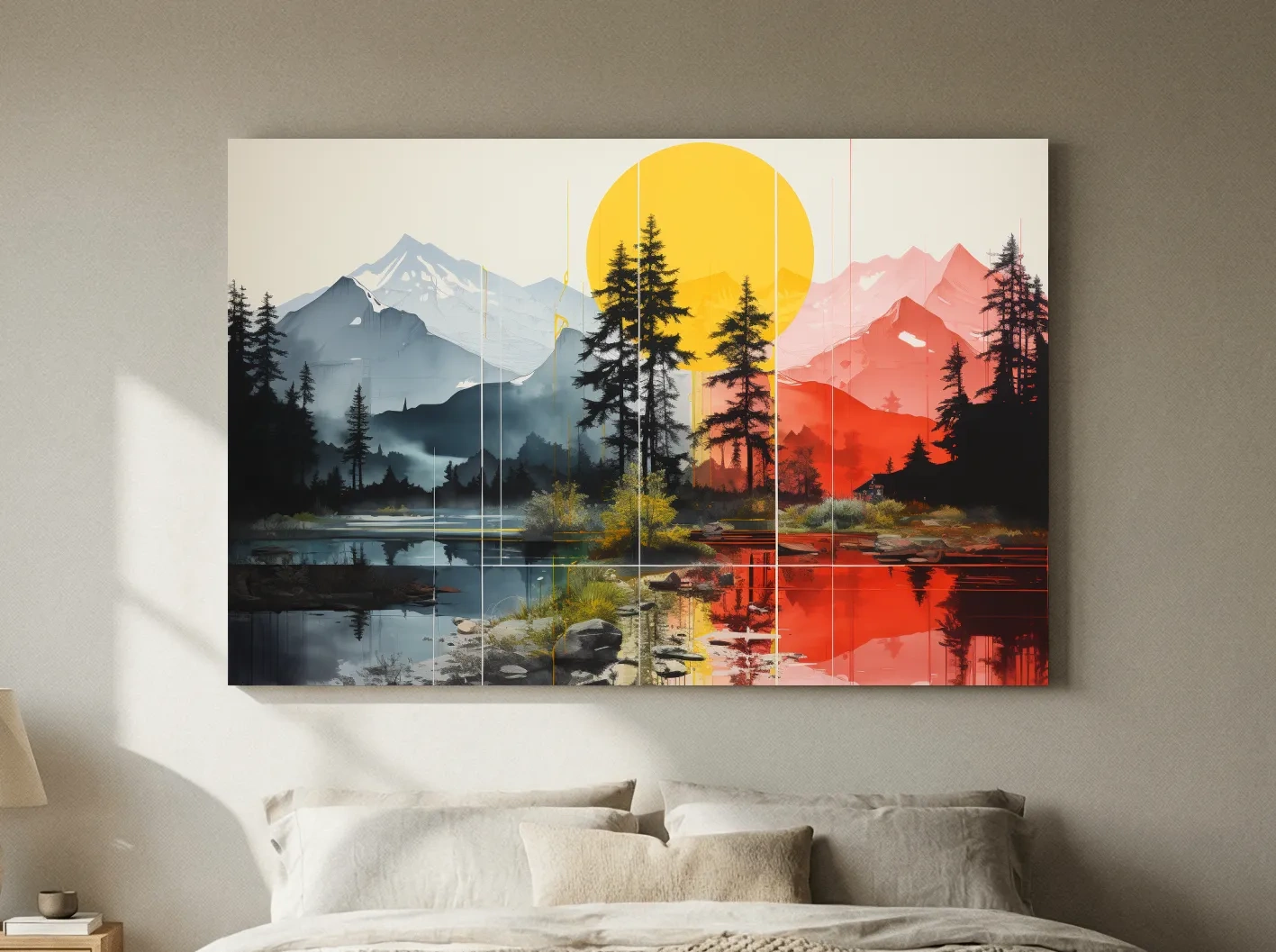 Abstract Alpine Lake Landscape - Mountain Sunset Wall Art