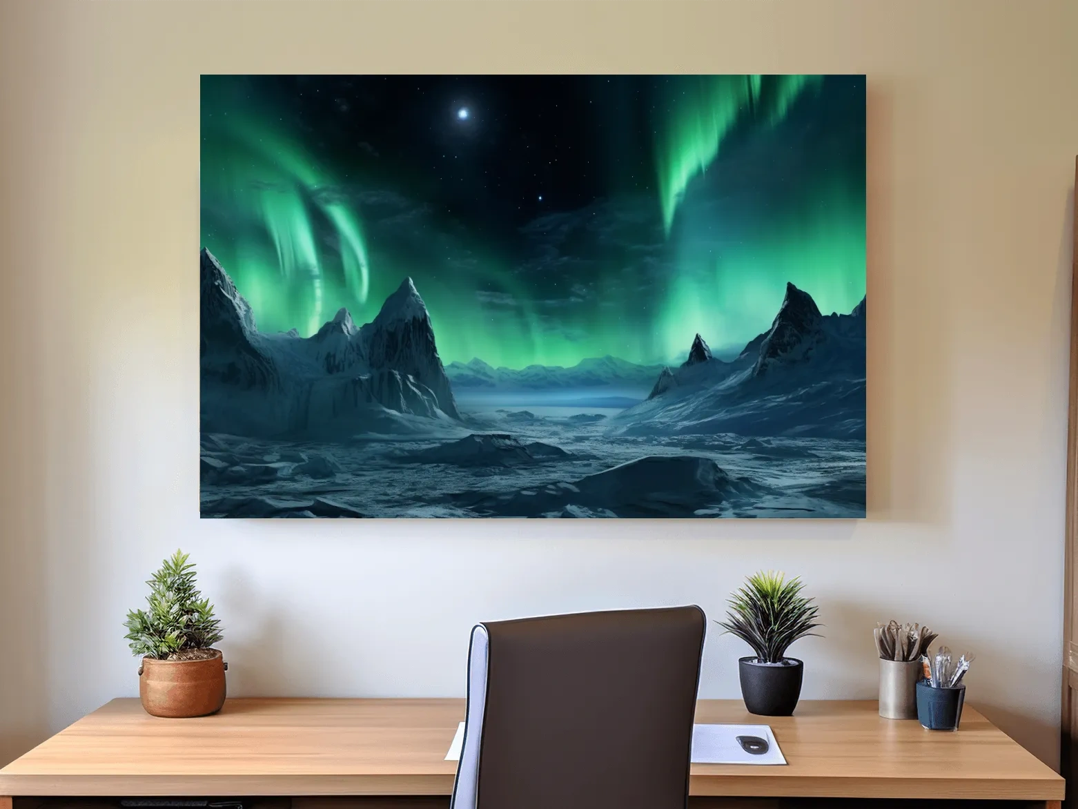 Photographic art, northern lights over the arctic