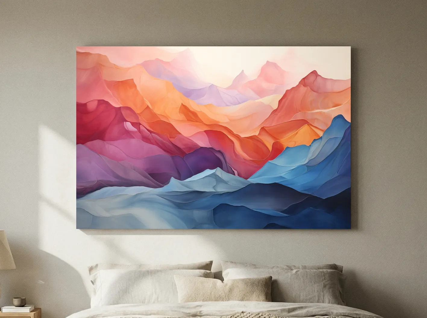 Vibrant Abstract Layered Mountain Landscape - Modern Colorful Alpine Wall Art
