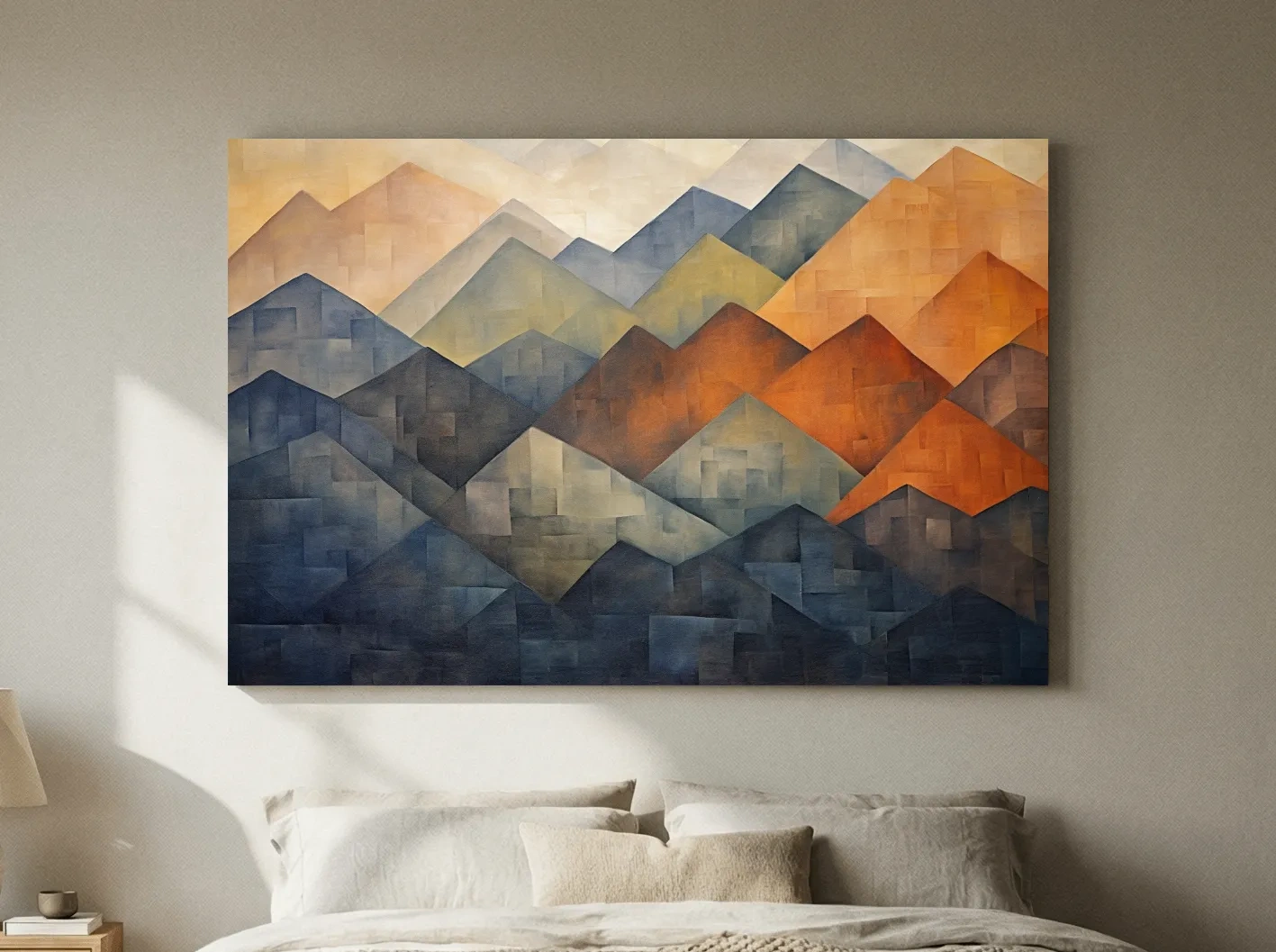 Geometric Abstract Mountain Range Artwork - Patchwork Landscape Wall Art