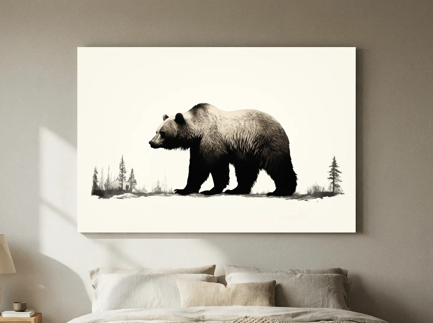 Minimalist Grizzly Bear Silhouette - Black And White Wildlife Wall Art