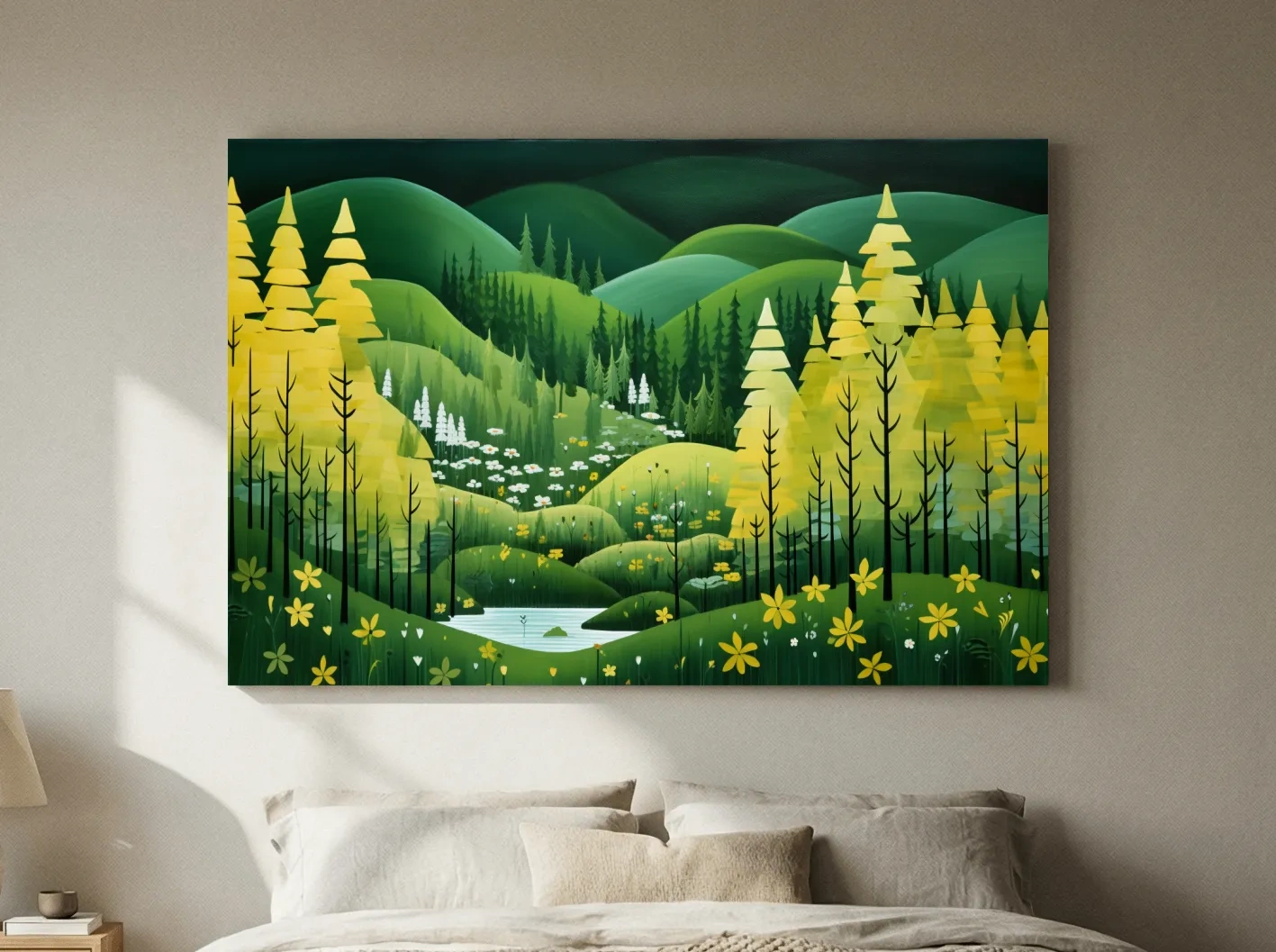 Whimsical Autumn Mountain Valley - Wildflower Forest Wall Art