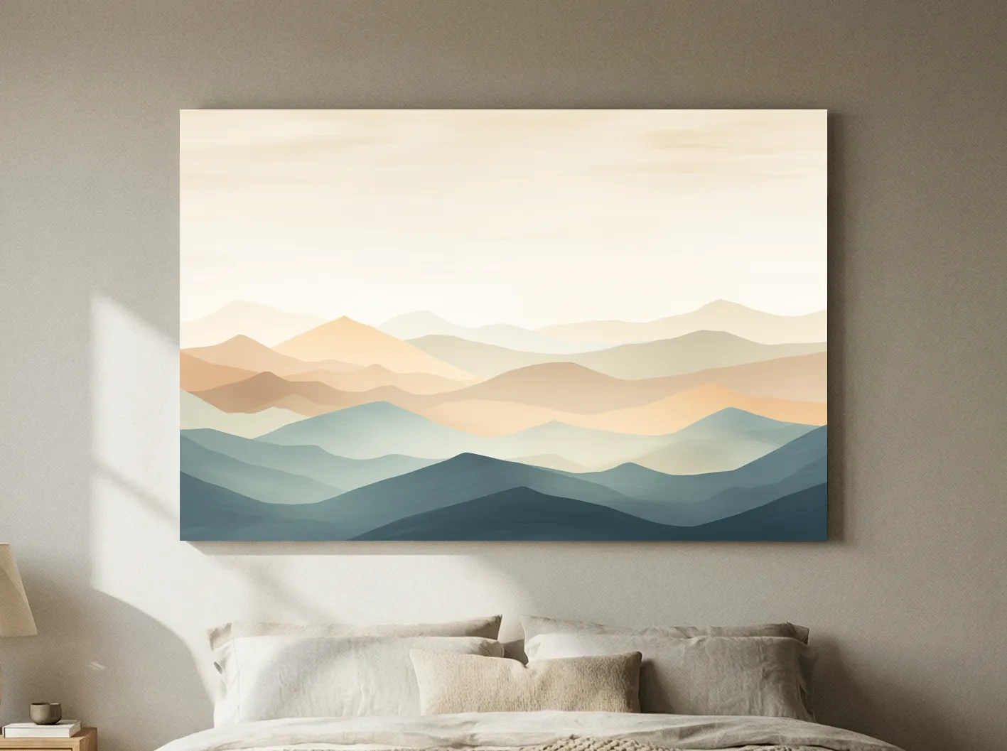 Minimalist Pastel Layered Mountain Landscape - Serene Abstract Nature Wall Art