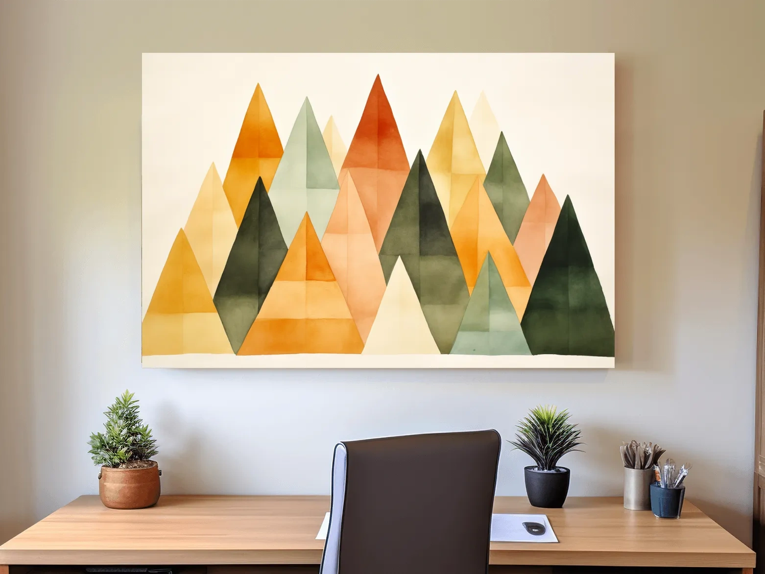 Geometric Watercolor Mountains - Modern Scandi Minimalist Wall Art
