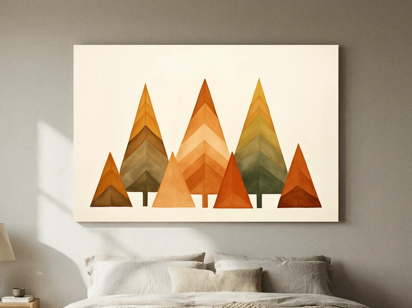 Minimalist Watercolor Pine Tree Forest - Scandinavian Geometric Nature Wall Art