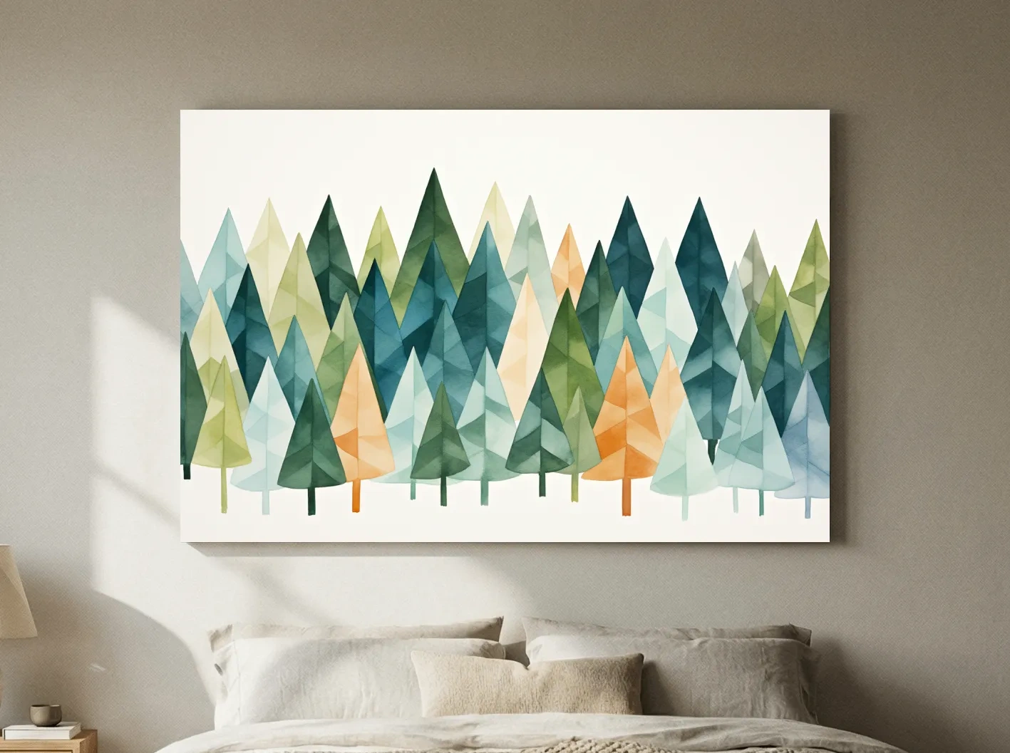 Watercolor Pine Forest Landscape - Modern Scandinavian Wall Art