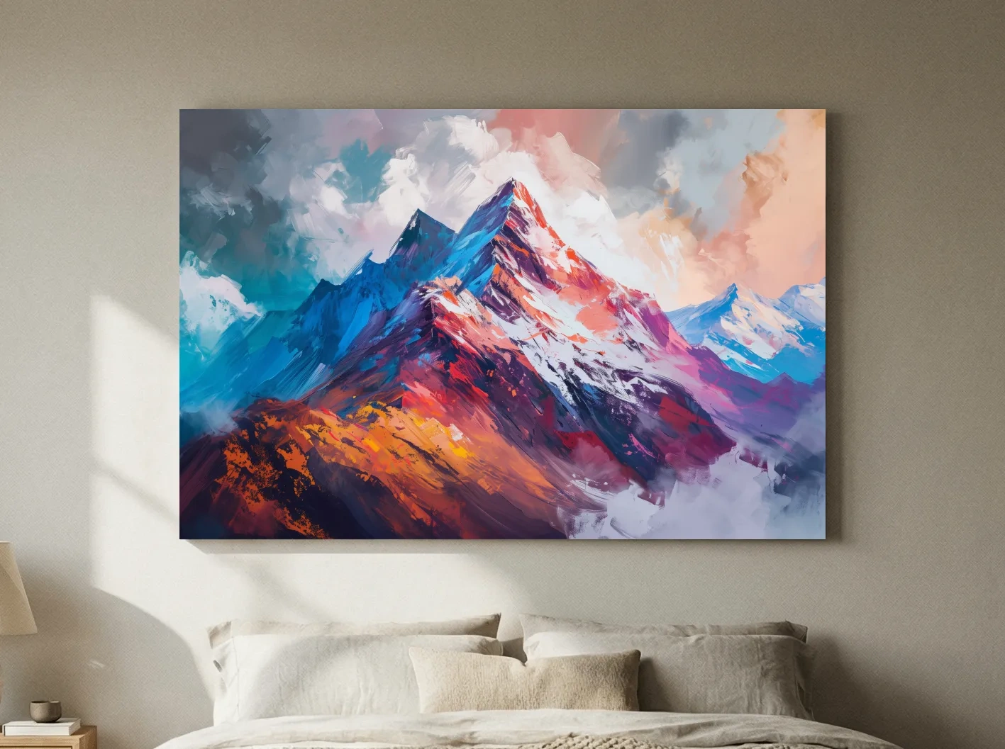 Vibrant Abstract Alpine Mountain Peaks - Colorful Landscape Wall Art
