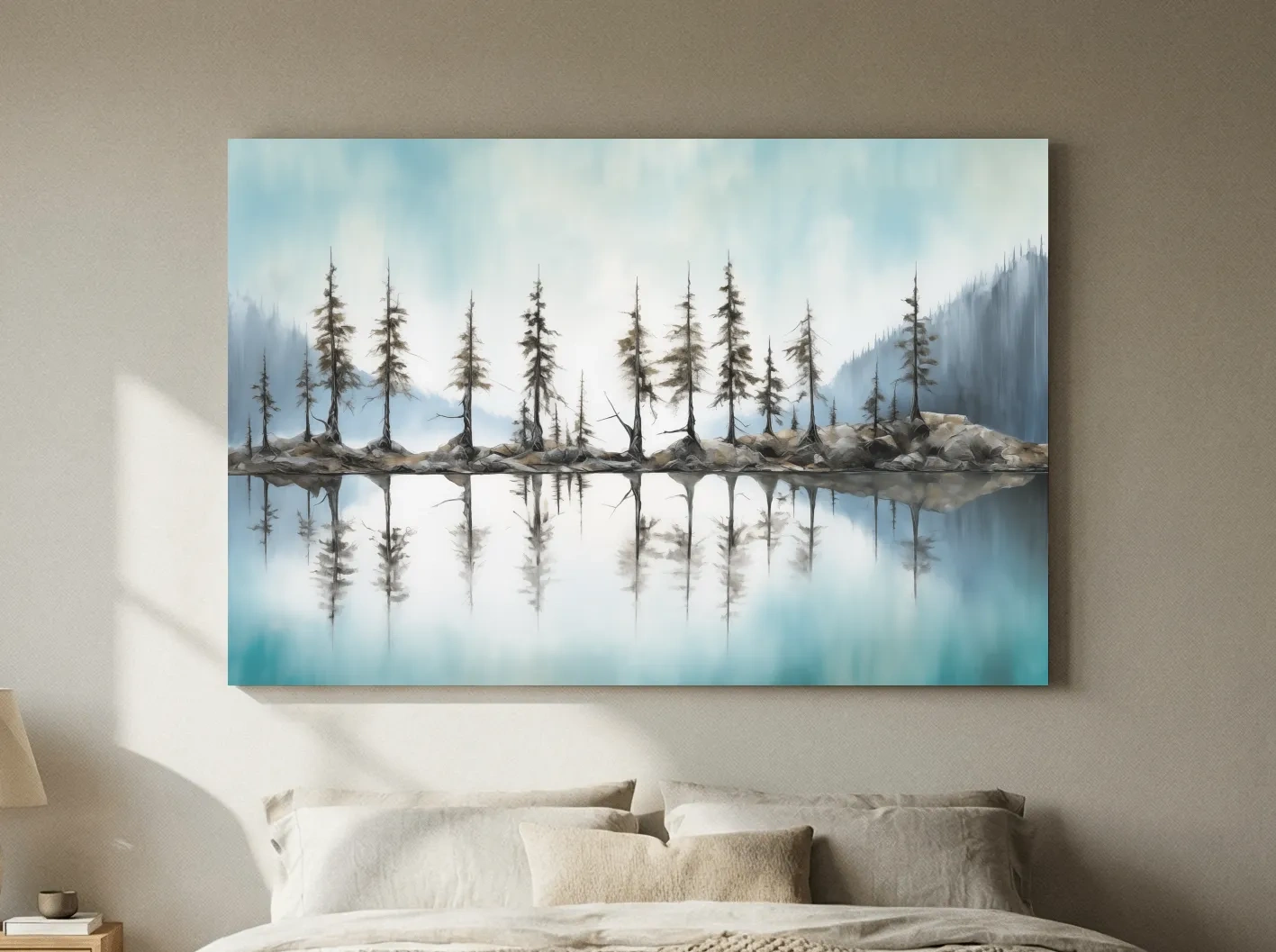 Minimalist Pine Tree Torqouise Alpine Lake Reflection - Pacific Northwest Wall Art