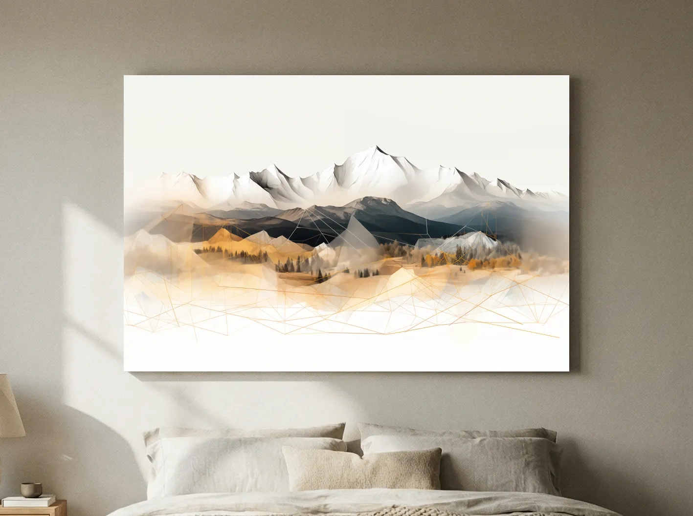 Geometric Mountain Range Forest Landscape - Modern Abstract Wall Art