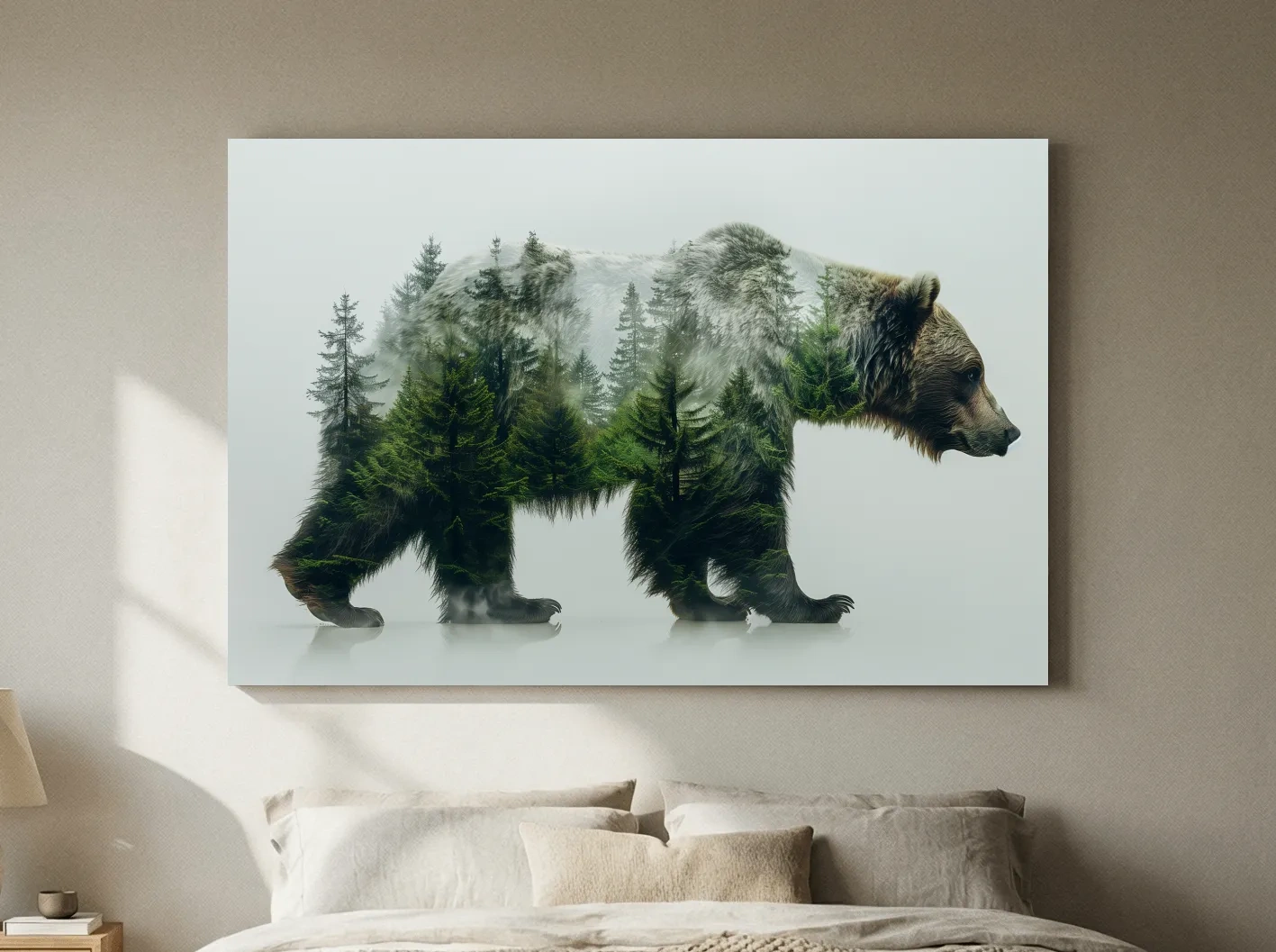 Surreal Grizzly Bear Double Exposure Forest - Wildlife Nature Wall Art