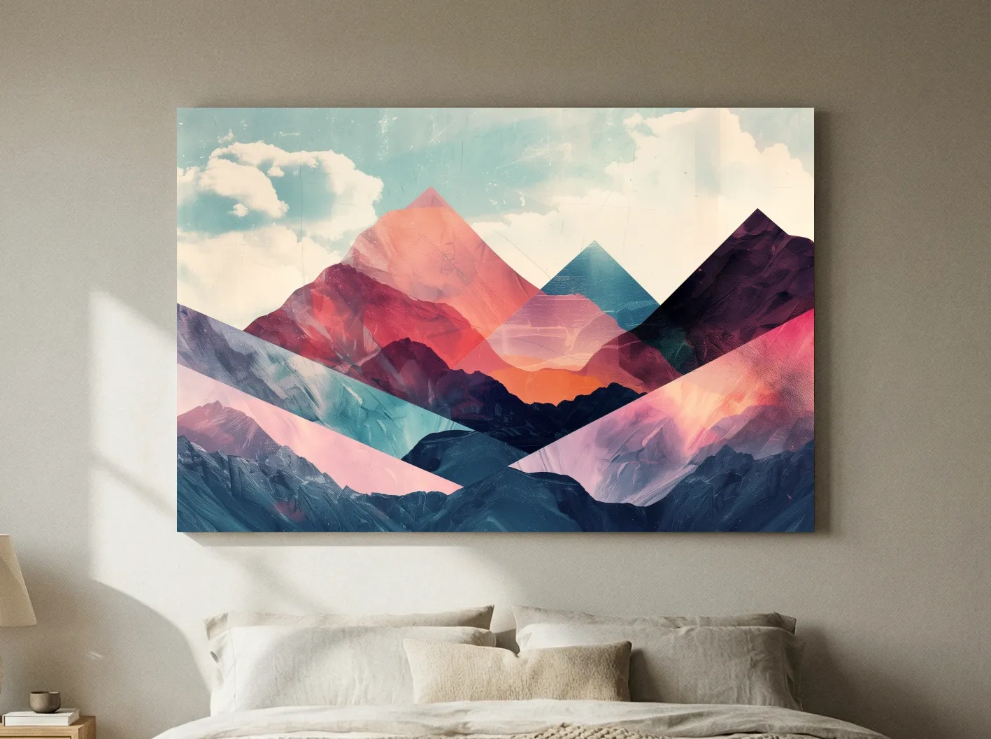 Vibrant Geometric Mountain Peaks - Modern Abstract Collage Wall Art