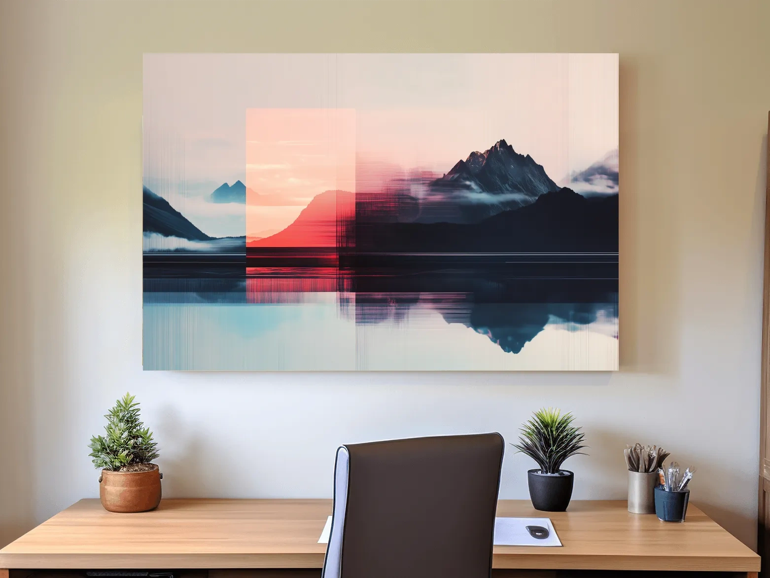 Glitch Art Alpine Mountain Sunset - Abstract Modern Wall Art