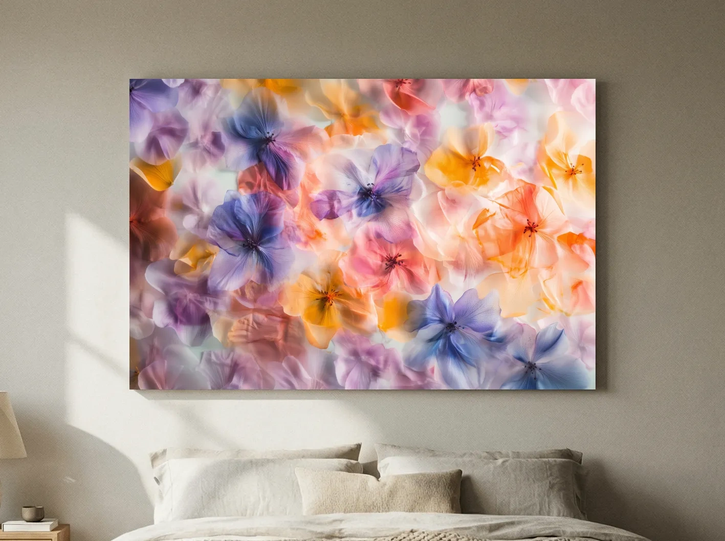 Oshibana Pastel Floral Petal Collage - Soft Botanical Wall Art