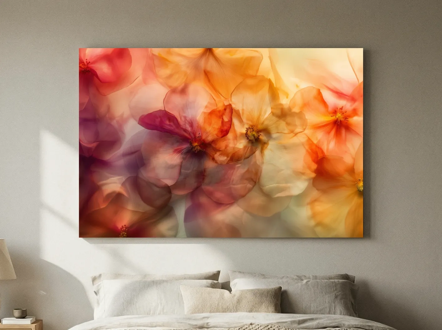 Ethereal Warm Floral Watercolor Blooms - Oshibana Botanical Wall Art