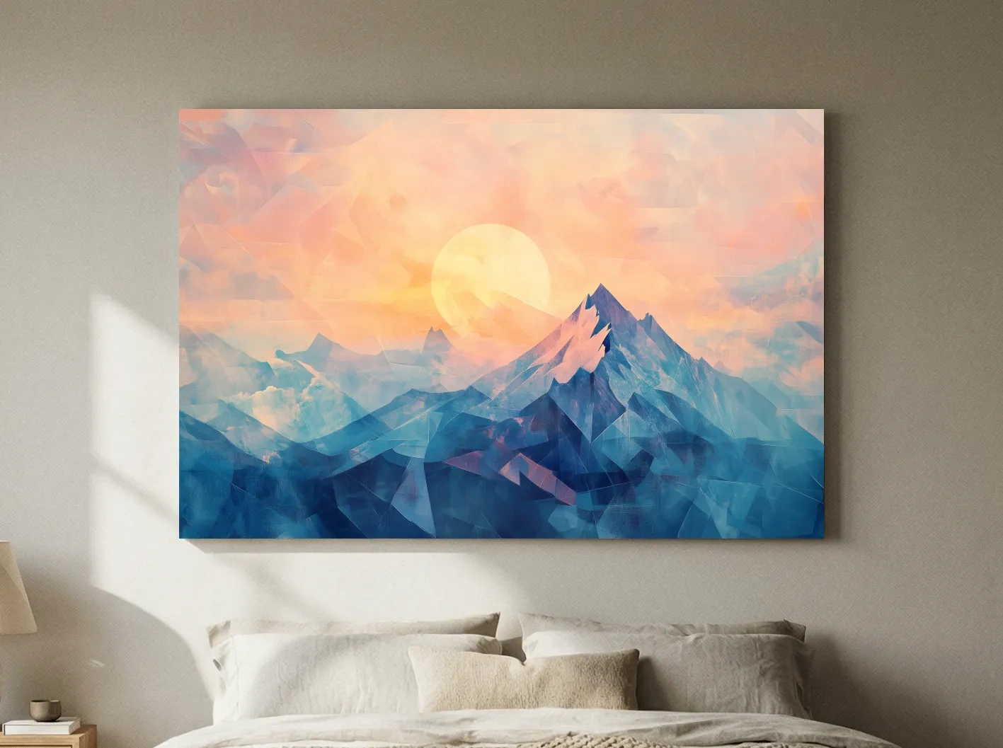 Sunset Mountain Peaks Mosaic In Pastel Hues - Modern Abstract Wall Art