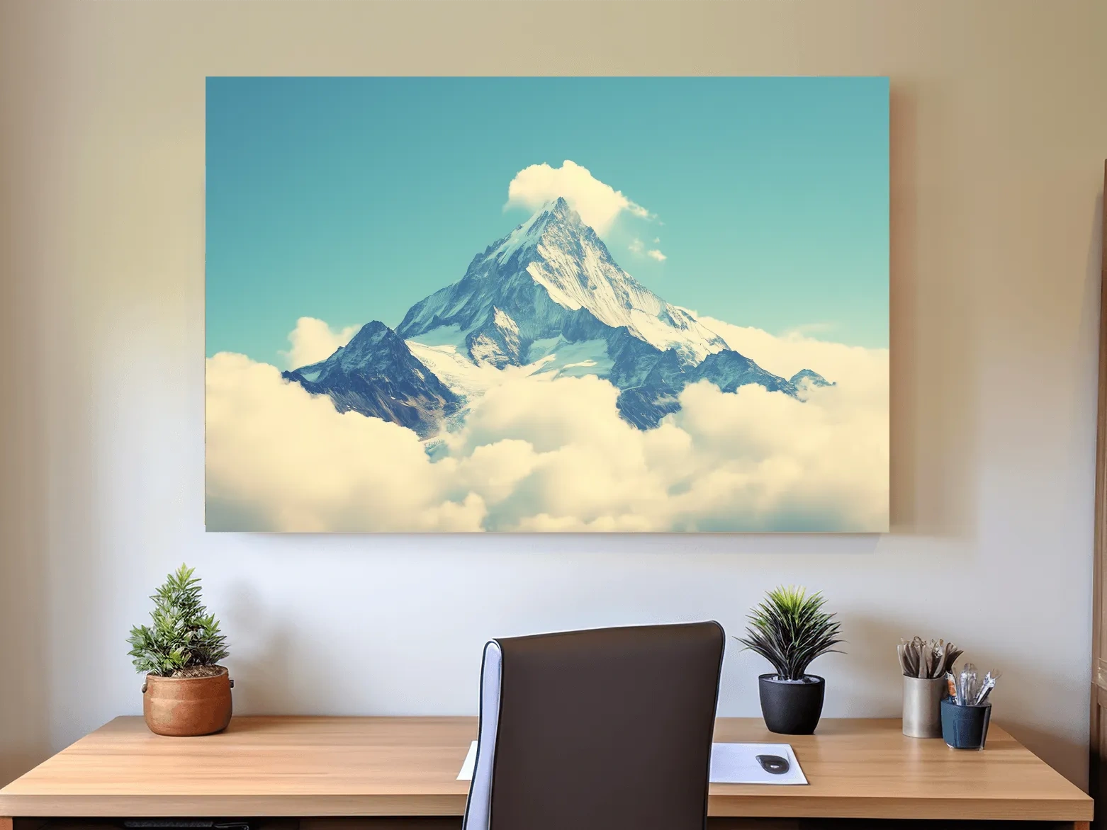 Snowy Alpine Peak Above Clouds - Serene Mountain Wall Art