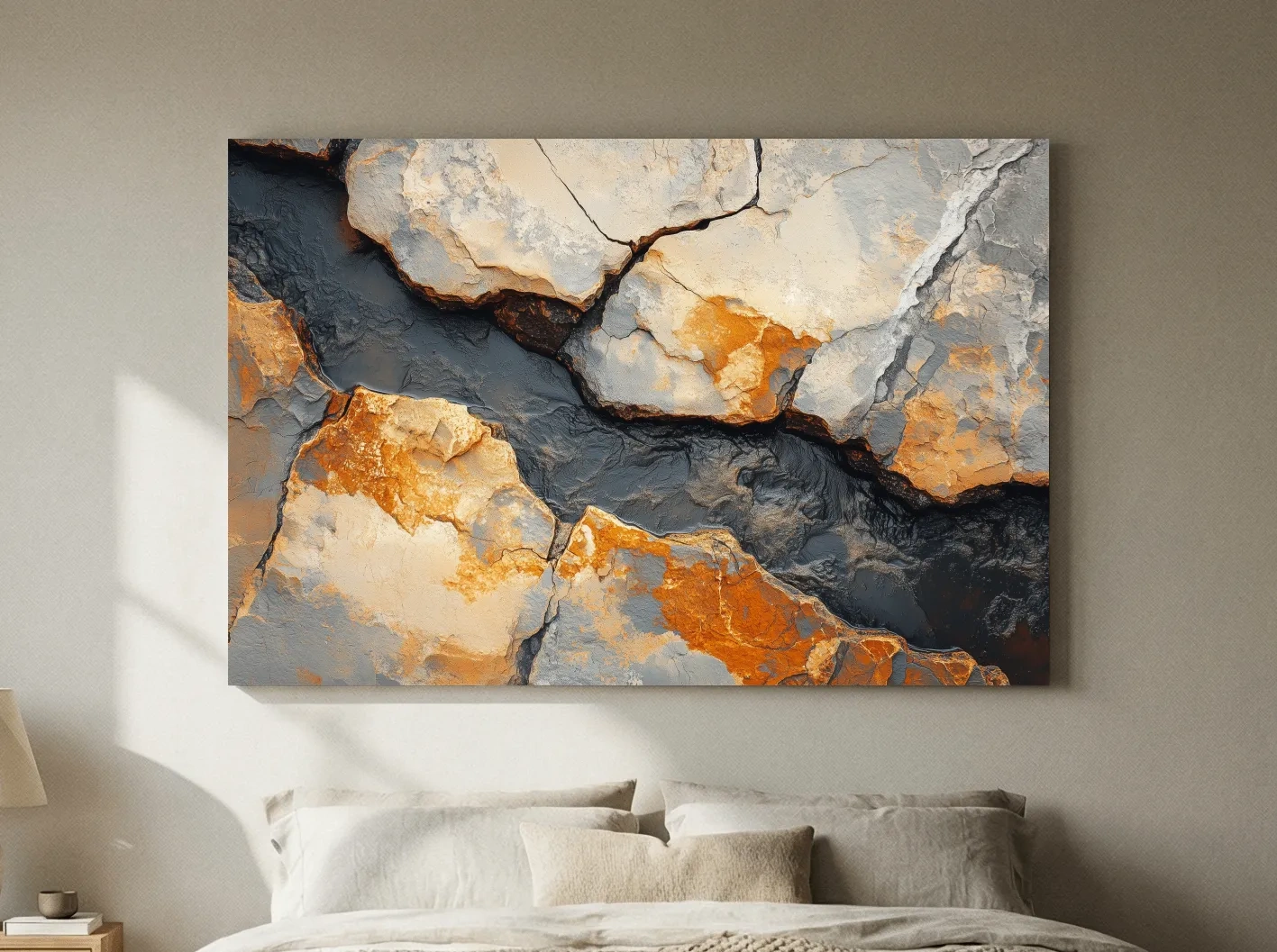Rust And Slate Cracked Stone Texture - Rustic Geology Wall Art