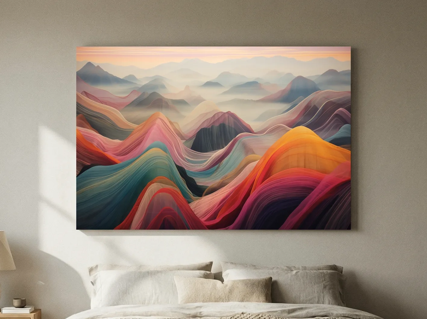 Vibrant Abstract Layered Mountain Ranges - Colorful Topographic Landscape Wall Art