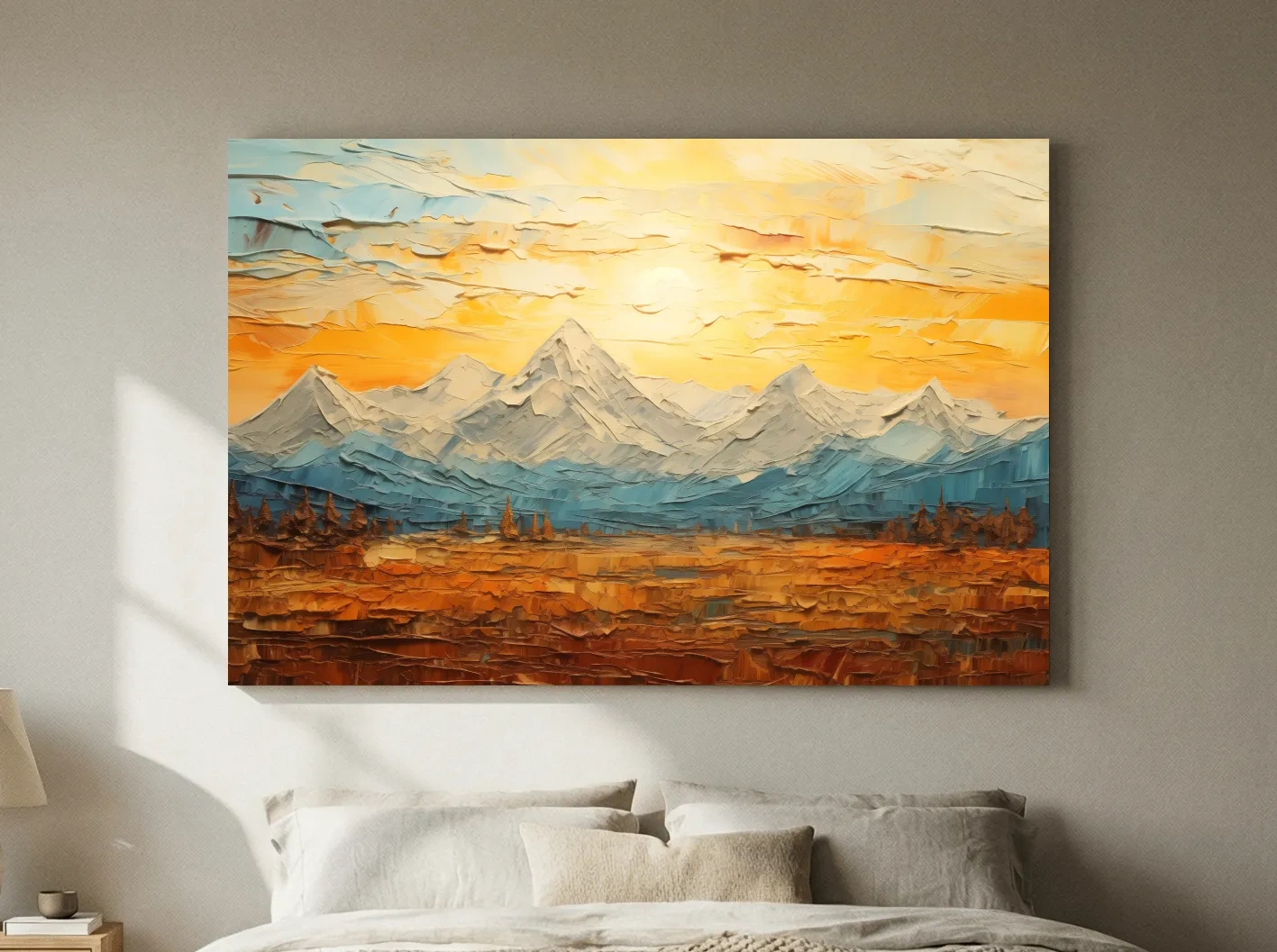 Abstract Glacier Sunrise Landscape - Impasto Style Wall Art