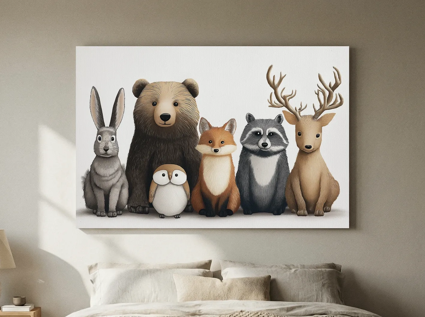 Cute Woodland Animal Art Illustration - Nursery Wildlife Wall Art - Childrens Room Decor
