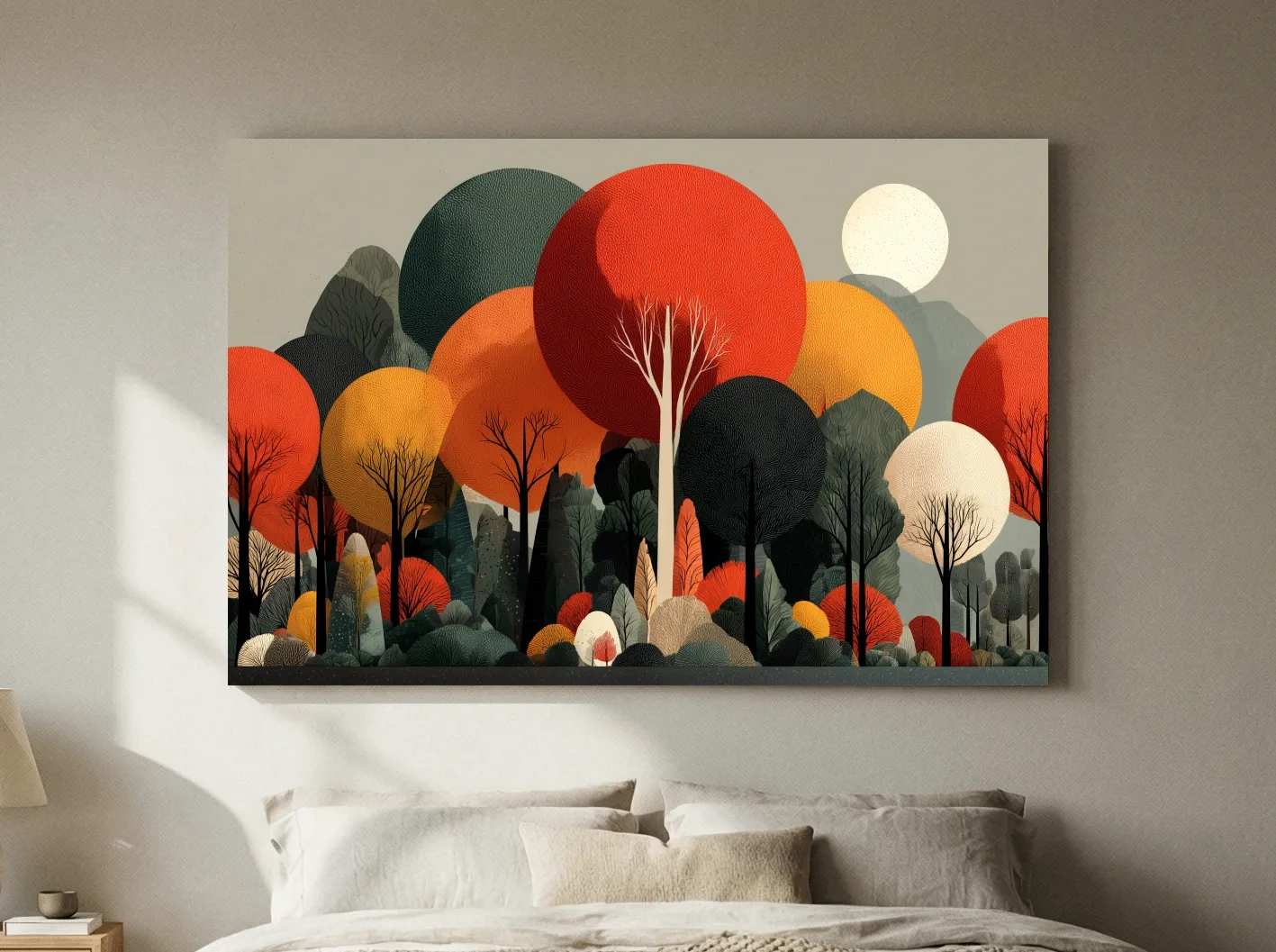 Abstract Autumn Forest Trees Canvas Art - Modern Scandinavian Wall Art