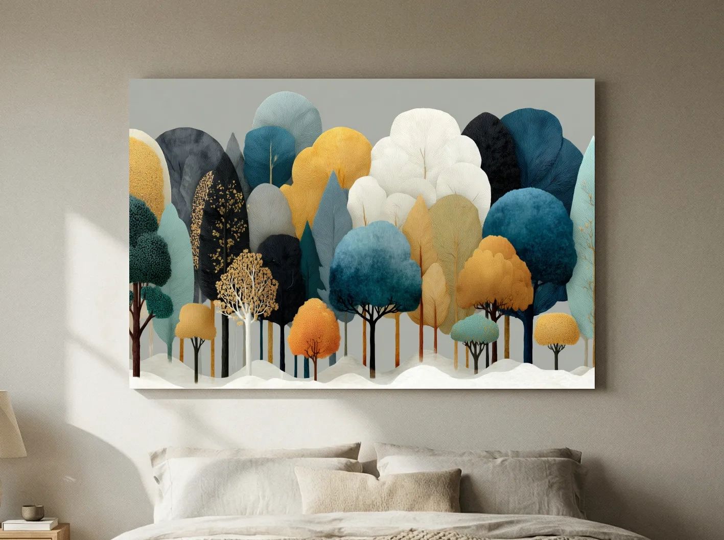 Scandinavian Winter Forest Trees Illustration - Modern Boho Nature Wall Art