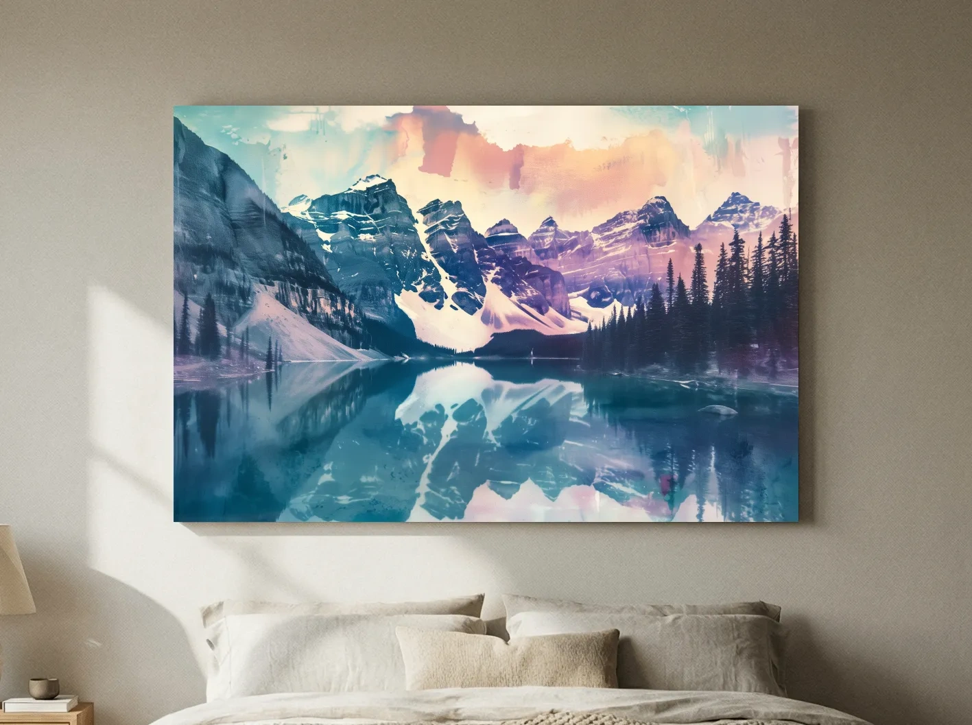 Valley of the Ten Peaks Watercolor Painting - Moraine Lake Banff Wall Art