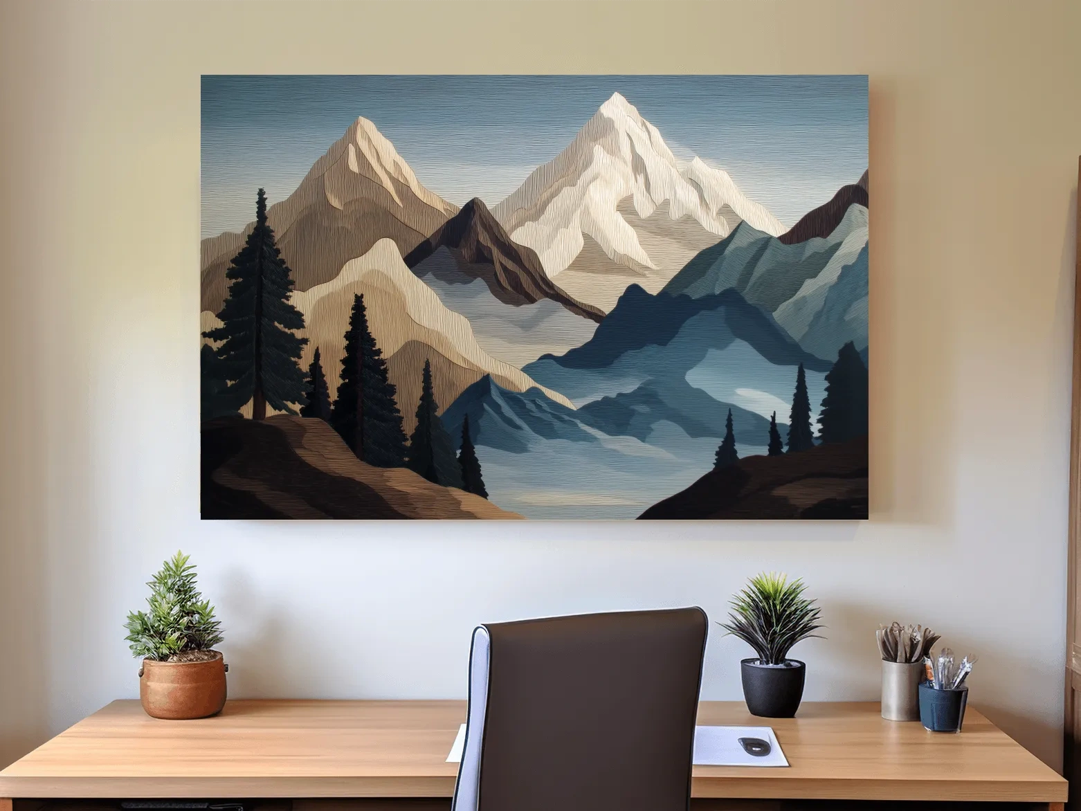 Textured Layered Alpine Mountain Peaks - Alpine Scenic Wall Art