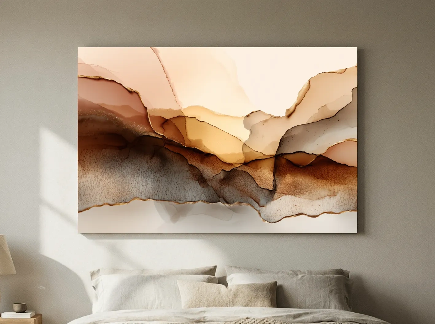 Abstract Alcohol Ink Landscape Painting - Modern Minimalist Wall Art