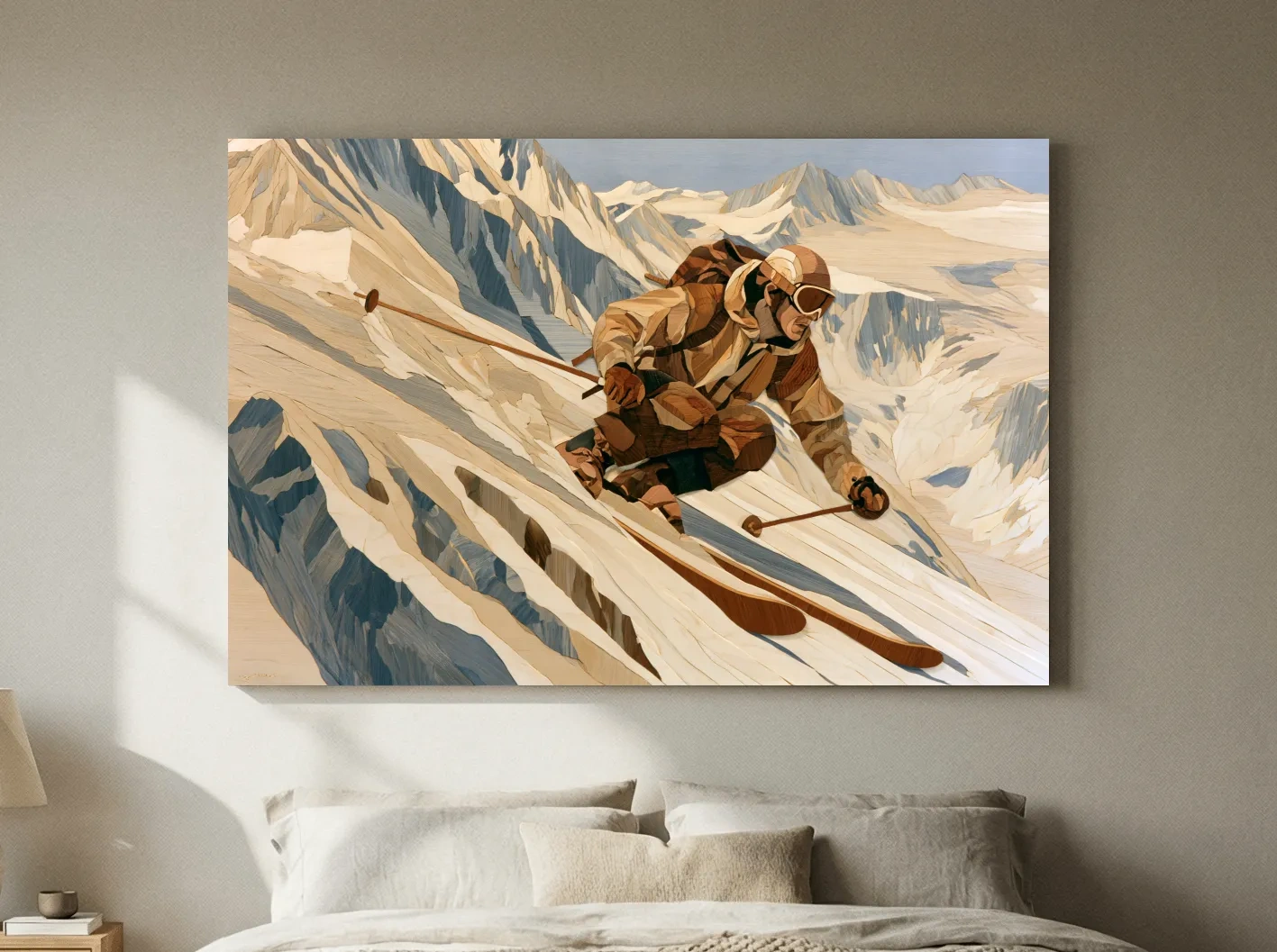 Dynamic Backcountry Skier Alpine Descent - Adventure Winter Sports Wall Art