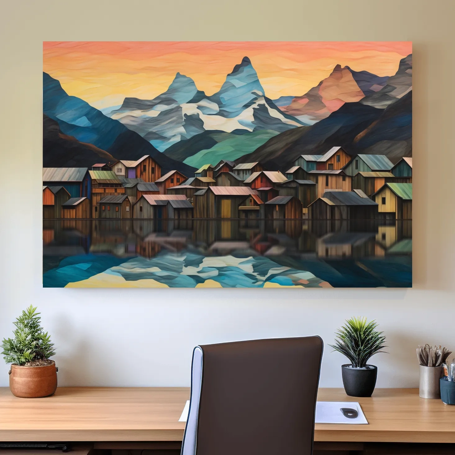 Abstract mountain painting