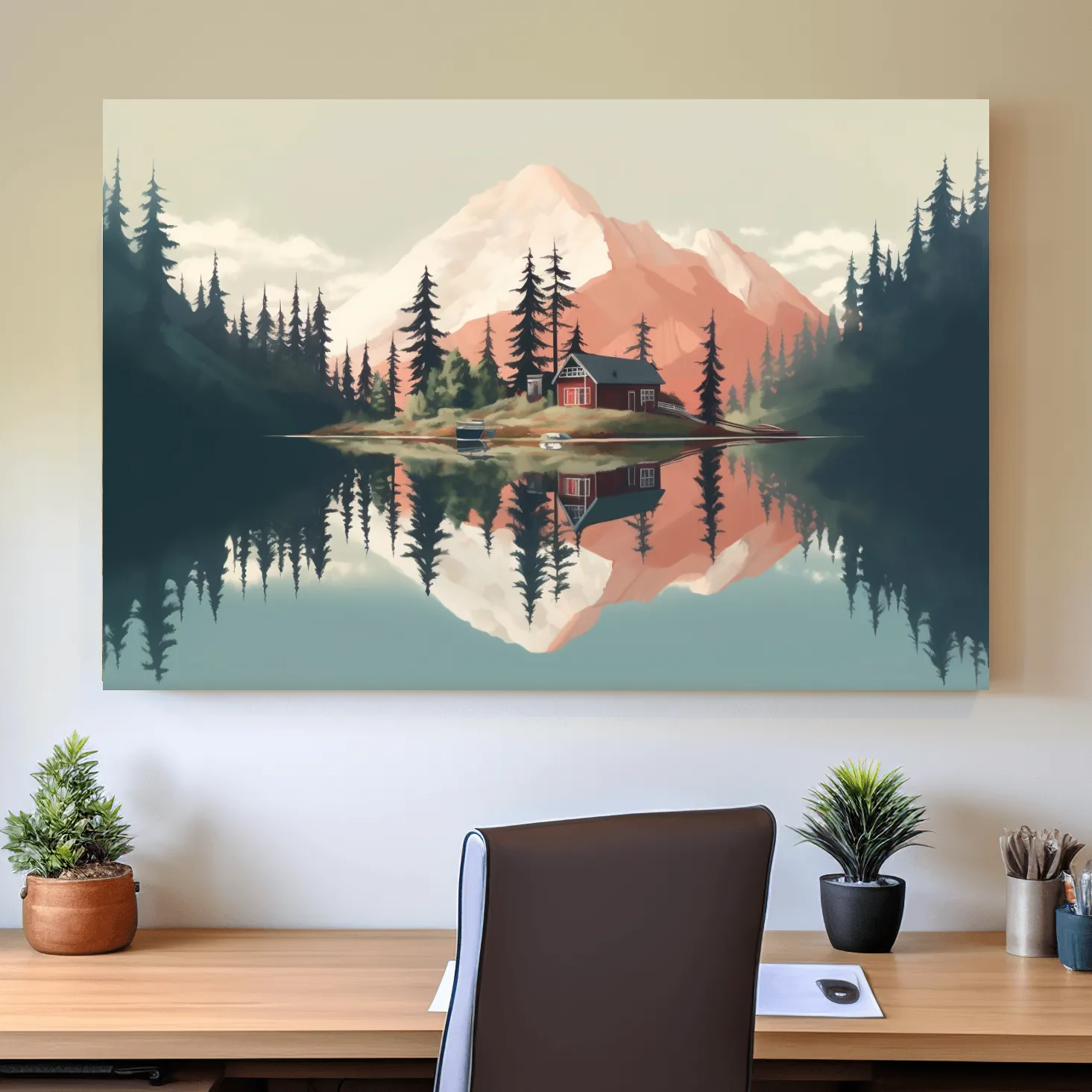 Minimal art of a cabin in the alpine