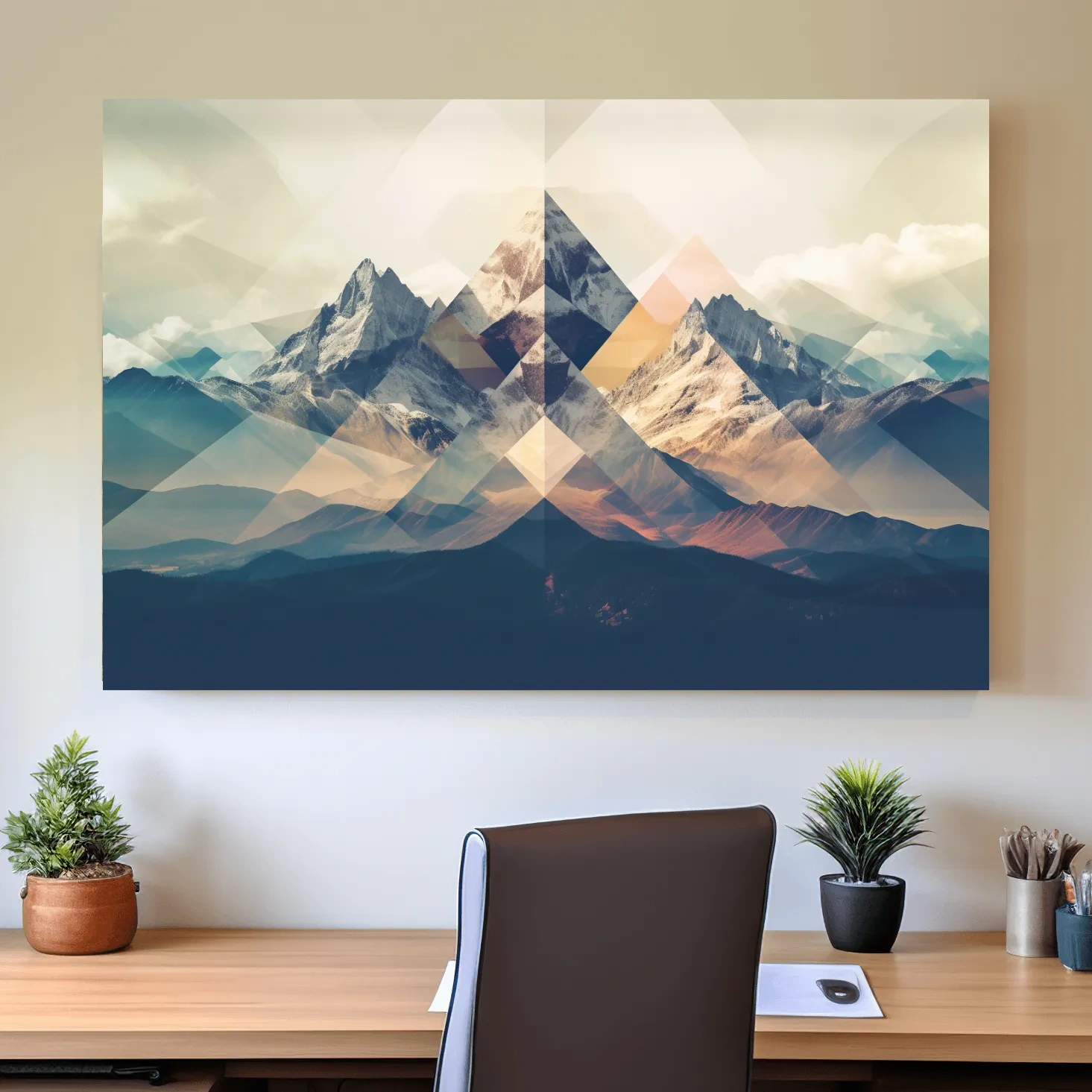 Abstract geometric mountain art