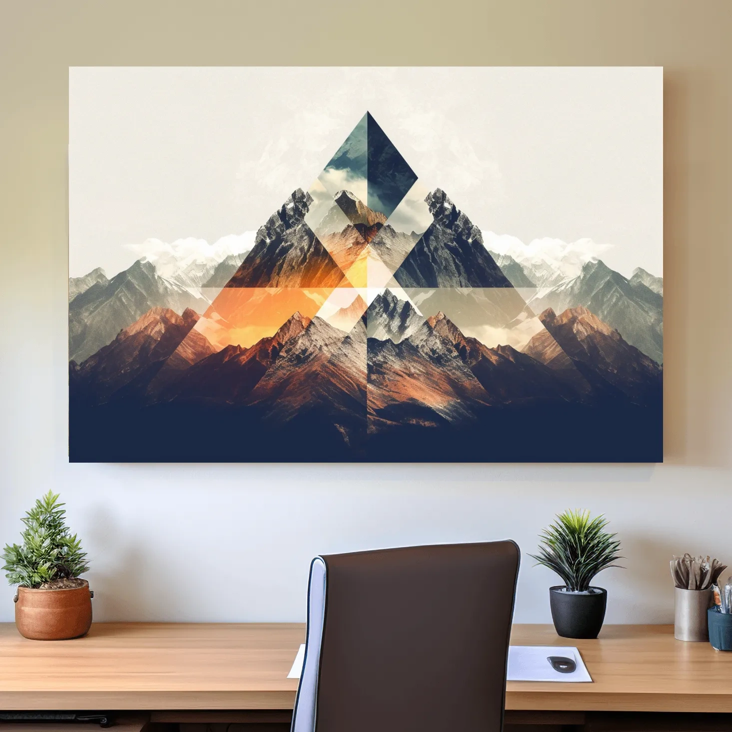 Abstract and geometric textured mountain art