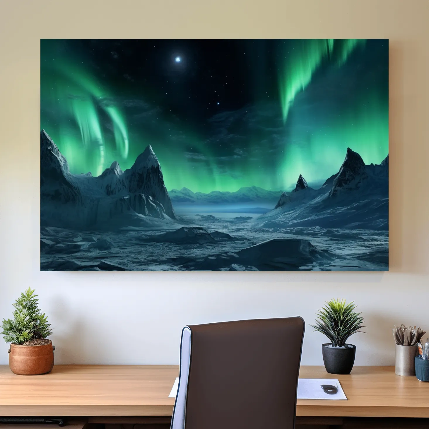 Photographic art, northern lights over the arctic