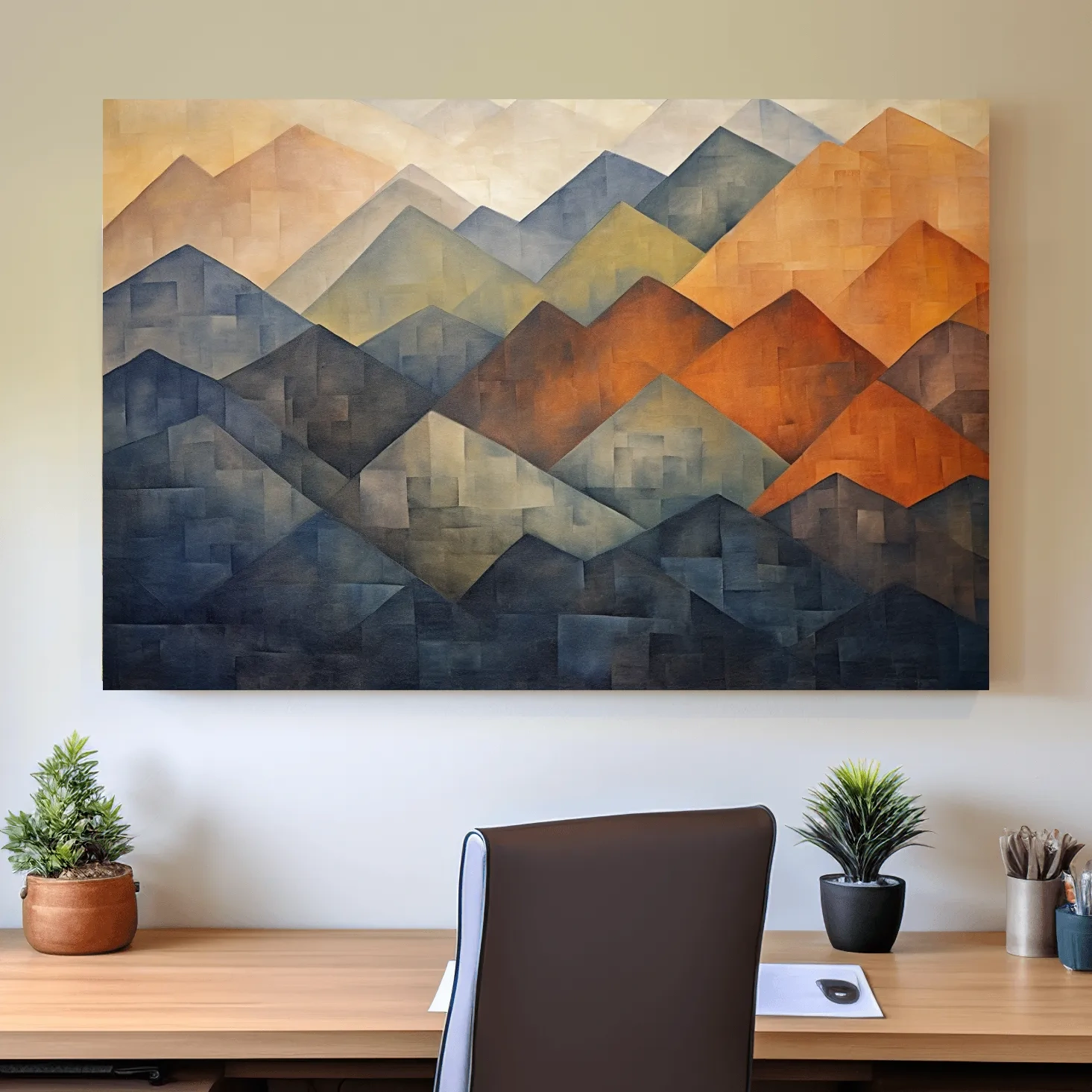 Geometric Abstract Mountain Range Artwork - Patchwork Landscape Wall Art