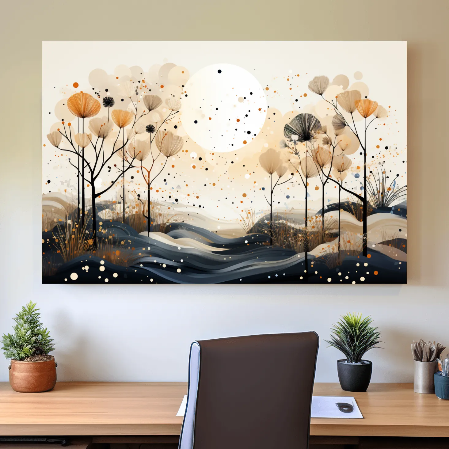 Surreal illustation of a chic boho forest