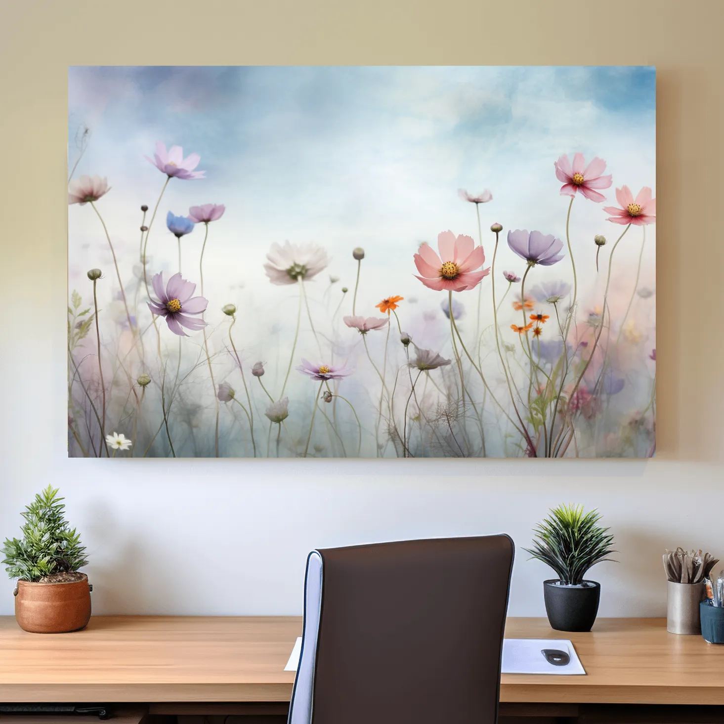 Beautiful bright alpine flowers illustration art