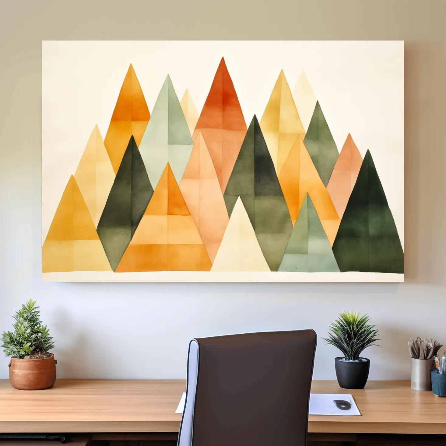 Geometric Watercolor Mountains - Modern Scandi Minimalist Wall Art