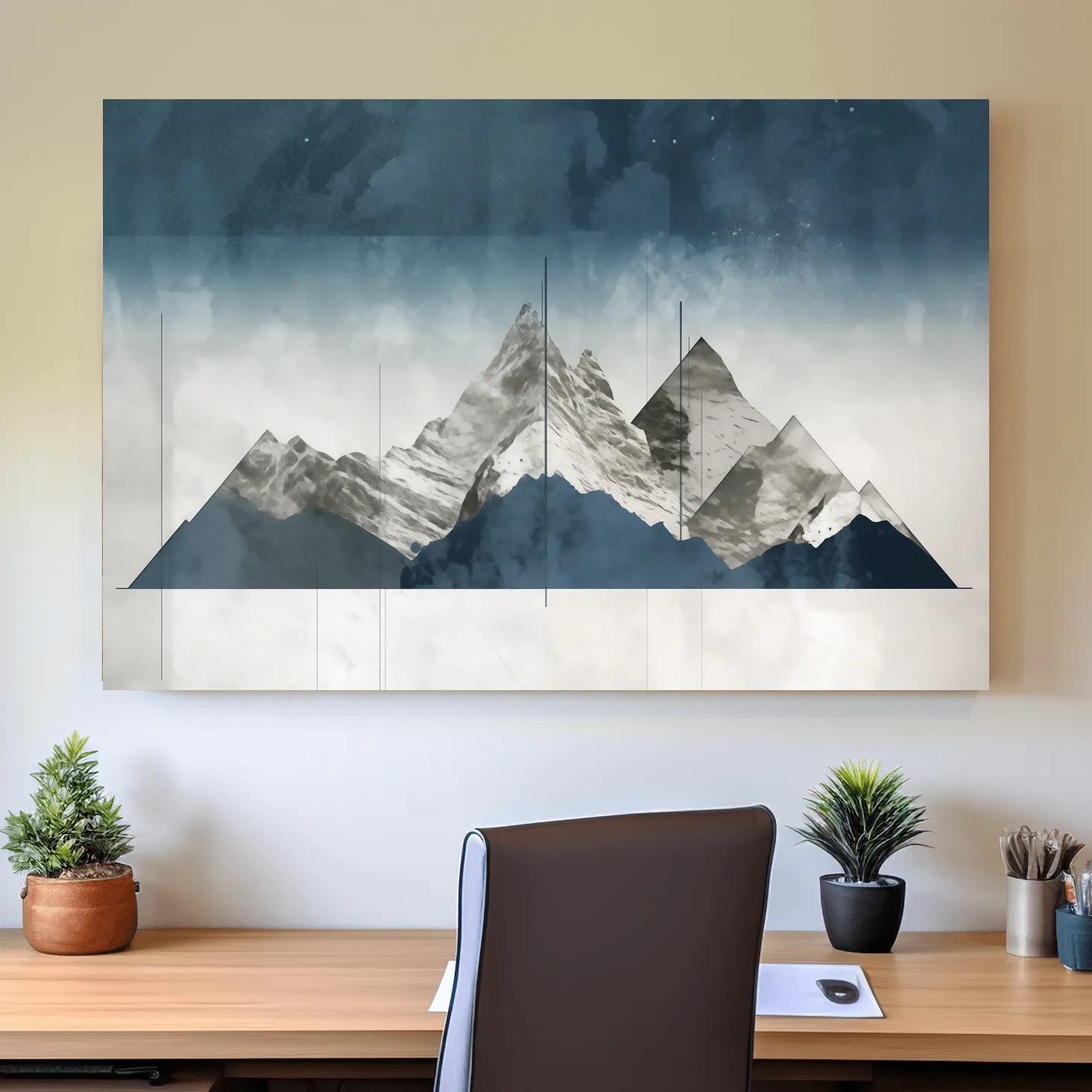 Simple abstract mountain painting