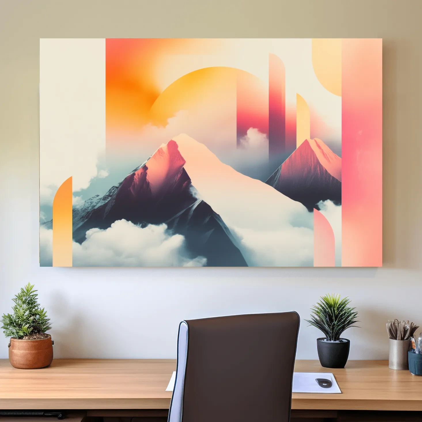 Abstract retro style mountain ski poster artwork