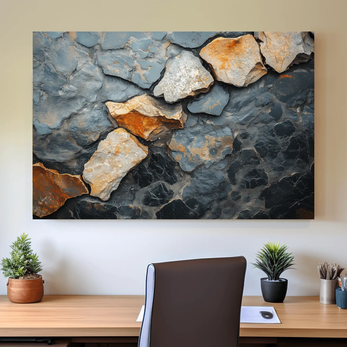 Textured Slate Stone Abstract - Modern Rustic Rock Wall Art