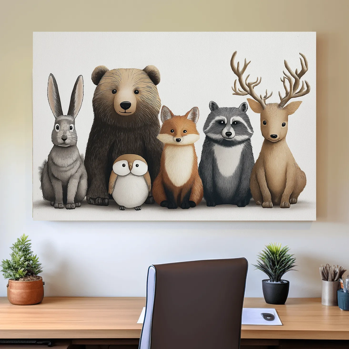 Cute Woodland Animal Art Illustration - Nursery Wildlife Wall Art - Childrens Room Decor